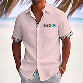 economico Geometrica-Per uomo Colorato Motivo Geometrico Camicia Camicia Estiva Camicia con Bottoni Manica Corta Moda Casual All'aperto Vacanza Abbigliamento Quotidiano Estate Primavera Collo ripiegato Stampa 3D camicie