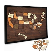 billige U.S. 250-årsjubileum-Trepuslespill med kart over USA, pedagogisk geografiverktøy, 30,5 x 25,4 cm, reisekart med landemerker i USA, morsomme leker med reisekart, realistiske landemerkedetaljer, for par og familier