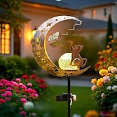 olcso Pathway Lights &amp; Lanterns-kültéri napelemes vízálló macska &amp;pillangós fém világító gömb alakú karólámpa, dekoratív led kert, udvar, ösvény, gyep, terasz, villa, farm hangulat &amp;tájvilágítás