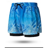 economico Costumi da bagno &amp; Pantaloni da surf-Per uomo Medio spessore Costume da bagno Costume da Bagno Floreale Tropicale Coulisse 2 in 1 Con Fodera a Compressione Asciugatura Rapida Elastico Traspirante Senza Maniche Costume da Bagno Pantaloni