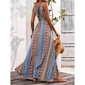 economico Vestiti-Stile Boho Retrò Vintage Boho Lunghezza lunga Vestito Senza maniche Stile Boho Scollo a V Costume Per donna Mascherata Festival Musicale Festa a tema retrò Adulti Vestito Estate