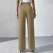 ieftine pantaloni rochii de dama-Pentru femei Pantaloni Costume Pantaloni de vară Vacanță Modă Casul Zilnic Lungime totală Talie Înaltă Culoare solidă Simplu Fermoar Buzunar Picior Larg Confort Ușor Απαλό Micro-elastic Haine de