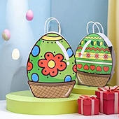 Недорогие Необычные игрушки-Набор из 18 бумажных подарочных пакетов в форме пасхальных яиц, 6 красочных узоров (по 3 каждого), пакетики в форме яиц для сладостей, подарочные пакеты для пасхальной вечеринки для детей, школьные