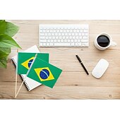 cheap World Soccer Match 2026-25Pack Small Brazil Flag Handheld Mini Brazilian Flag on Stick 5x8 Inch for Soccer World Summer Cup Match, Sports Events, Party Decorations, Fans Cheering