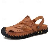economico Sandali casual-sandali estivi traforati in similpelle da uomo – cinturino regolabile, comfort traspirante leggero, calzature casual versatili per spiaggia, viaggi, resort e tempo libero all'aria aperta