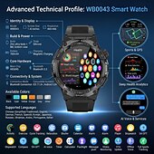 economico Smartwatch-Smartwatch AMOLED da 1,43" per uomo e donna, chiamate Bluetooth, batteria da 700 mAh, impermeabile fino a 3 ATM, orologio fitness.