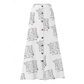  女性用 バケーションスカート ファッション カジュアル マキシ ハイウエスト スカート フラワー レタード プリント 伸縮性なし 日常 ストリート ホワイト イエロー ピンク 夏 ポリエステル