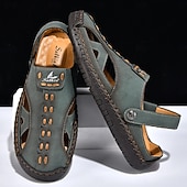 economico Sandali casual-Sandali da uomo bianchi in similpelle – calzature estive casual, cinturino regolabile, scarpe da esterno per resort e vacanze