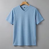 Χαμηλού Κόστους Πλεκτό μπλουζάκι με βάφλα-Άντρες Βάφλα μπλουζάκι Μπλουζάκι μπλουζάκι Κοντομάνικο Λαιμόκοψη V Καλοκαίρι Συμπαγές Χρώμα Μοντέρνα Υψηλής Ποιότητας Καθημερινό Μανίκια Ρεγκλάν Causal Καθημερινά ΕΞΩΤΕΡΙΚΟΥ ΧΩΡΟΥ