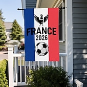 baratos Bandeiras de Jardim, Banner-Bandeira de jardim da seleção francesa de futebol para 2026, com design tricolor, emblema de galo e bola de futebol, decoração perfeita para áreas externas para fãs do futebol francês.