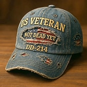  Cappello casual ricamato da veterano americano dd-214, berretto da baseball, cappello da papà regolabile con bandiera americana vintage effetto invecchiato per uomo e donna, regalo patriottico per
