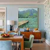 olcso Tájképek-Hang festett olajfestmény Kézzel festett Négyzet Absztrakt Tájkép Modern Impresszionizmus Anélkül, belső keret