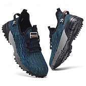 abordables Baskets Décontractées-Chaussures de sport pour hommes, en maille bleu marine, respirantes et flexibles, idéales pour la course, la marche et les activités de plein air décontractées.