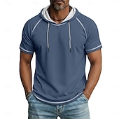  Férfi Póló Kapucnis felsőrész Tee Top Rövid ujjú Kapucni Nyár Tavasz Minden évszak Tömör szín Divat Dizájn Sportos Alap Kapucni Raglán ujjak Hétköznapi Utca Alkalmi Világoskék Fekete Sötétkék Férfi