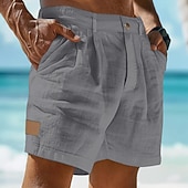preiswerte Urlaub-Herren Shorts Leinenshorts Sommershorts Strandshorts Baggy-Shorts Tasche Elastischer Bund Einfach Leicht Atmungsaktiv Knielang Outdoor Strand Ferien Urlaub Mode Blau Schwarz Unelastisch