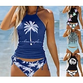 Χαμηλού Κόστους Surfing Tankinis και Bikinis-Γυναικεία Τανκίνι Δύο Κομμάτι Μαγιό Δένει στο Λαιμό Άνοιγμα πίσω Μαγιό Μαγιό Μαύρο / Άσπρο Μαύρο Γρήγορο Στέγνωμα Ελαφρύ Αναπνέει Αμάνικο - Σέρφινγκ Παραλία Κολύμβηση Καλοκαίρι Άνοιξη