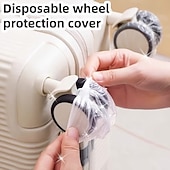 economico deposito bagagli e viaggi-Coprimozzi per ruote da valigia da 100 pezzi - coperture protettive antipolvere per bagagli, forniture da viaggio usa e getta, adatte per valigie trolley