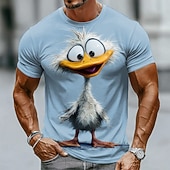  Voor heren dier Grappig Eend T-shirt Korte mouw T-shirt 3D-afdrukken Strakke ronde hals Overhemd overdreven Ontwerper Feest Feestdagen blauw Wit Zomer Lente Kleding S M L XL XXL XXXL