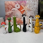 billige Vaser og kurv-håndlaget særegen katteformet vase i harpiks til hagedekorasjon, søt katteplanter til blomsterpotte for sukkulenter, innendørs utendørs hage terrasse plen balkong hjemdekor