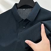 levne Pánské klasické polo-Pánské Pólo Polokošile Ležérní Dovolená Klopa Krátký rukáv Módní Moderní Bez vzoru Knoflíky Jednoduchý Léto Jaro Běžný Černá Námořnická modř Velbloudí Šedá Pólo