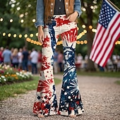  250e jubileum VS Retro vintage Jaren '70 Broeken Bell Bottom broek Hippie Schijf Hoge taille Kostuum Dames Maskerade 4 juli Feest Independence Day Volwassenen Broeken