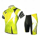 billiga Klädsatser för män-Herr Cykeltröja med shorts Kortärmad Bergscykling Vägcykling Sommar Mörkgrå Gul Rubinrött Lappverk Mönstrad Rolig Cykel 3D Tablett Snabb tork UV-Resistent Dragkedja fram Bakficka sporter Kläder