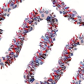 billiga U.S. 250-årsjubileum-4/6 st patriotisk glittergirlang amerikansk flagga folie fransbanderoll 2m/6,6ft röd vit blå girlang för 4 juli självständighetsdagen minnesdagen arbetsdagen festdekorationer väggbonad heminredning