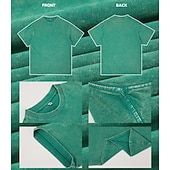  Per uomo Maglietta Camicia 100% cotone lavaggio acido Manica Corta Girocollo Estate Primavera Autunno Semplice Retrò Vintage Casual Stile Vintage Tinto in capo angosciato Casuale Blu Nero Rosa