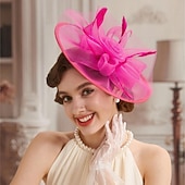 abordables Fascinateurs-Fascinators Filet Mariage Anniversaire Élégant ancien Mignon Avec Plume Fleur Casque Couvre-chef
