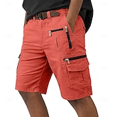 cheap Outdoor-Men's Tactical Cargo Cargo Shorts Shorts Casual Shorts Pocket Elastic Waist Plain Calf-Length Casual Outdoor Streetwear Fashion Streetwear Orange Brown Inelastic