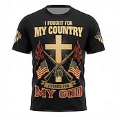  250° anniversario dell'America Per uomo Croce Veterani Cristiano Maglietta Manica Corta maglietta Stampa 3D Girocollo Camicia Religioso Patriotico Casuale Quotidiano Feste Nero 1 Nero 2 Estate