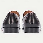 billiga Premium läder Loafers-Herrloafers i premiumläder – äkta kohud, vävd textur, slip-on-komfort, elegant formell stil, perfekt för bröllop, kontor, fester och speciella tillfällen