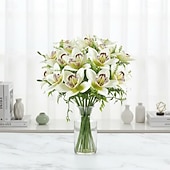 preiswerte Künstliche Blume-10 künstliche Phalaenopsis-Orchideen (kleine Cattleya-Blüten), verstellbare Stiele, realistische Blüten für Heim- und Eventdekoration, festliche Blumenarrangements und Außendekoration