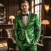 economico Cime-Retrò Vintage Anni '80 Metallico Lucido Smoking Completi &amp; Blazer Disco Paillettes Costume Per uomo Costume di Carnevale Natale Halloween Carnevale Cocktail party Festa a Tema Parata dell'Orgoglio