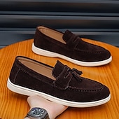 baratos Mocassins casuais-Mocassins masculinos de camurça com borla – sapatos clássicos de verão, sem cadarço, com sola macia e flexível, leves e estilosos, ideais para uso casual, viagens e lazer ao ar livre.