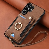 cheap 2026 Samsung Galaxy S26 Series-Phone Case For Samsung Galaxy S26 S25 Edge S24 S23 FE S22 Plus  Ultra A56 A36 A26 A16 A06 Wallet Case with Wrist Strap Shockproof TPU PU Leather