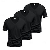billiga grundläggande t-shirts-Herr T-shirt T-tröja Kortärmad V-hals Sommar Vår Slät Designer Grundläggande Modernt Modernt 3 st Ledigt Semester Gata 8# 9# 4# Topp t-shirt för män