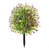 baratos Flor artificial-Estaca de flor artificial de 56 cm (22 polegadas) para decoração de jardim com camélias multicoloridas. &amp;Decoração de jardim em plástico resistente que não desbota, para todas as estações.
