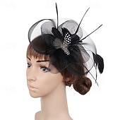 economico Fascinatori-Fascinator Poliestere Matrimonio Compleanno Elegante Vintage Carino Con Piuma Tulle Copricapo Copricapo