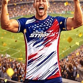  Men's Soccer Jersey Independence Day Geometric USA American Flag Running Top Athletic T-shirt Summer Color Block Short Sleeve Athleisure Spandex UPF 50 Quick Dry Moisture Wicking Breathable