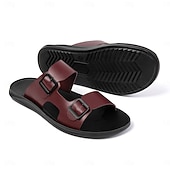preiswerte Urlaubsandalen-Braune Herren-Sandalen mit Doppelschnalle, offene Zehenpartie, lässige Strandschuhe, verstellbar, bequem, Sommerschuhwerk für Urlaub, Strandreisen, Resortbesuche, Freizeit im Freien, Spaziergänge und den täglichen Gebrauch im Sommer