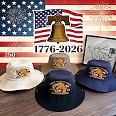 levne 250. výročí USA-Vyšívaný rybářský klobouk k 250. výročí USA, americký kbelík k 250. výročí, 1776-2026, skládací vlastenecké sluneční klobouky pro muže i ženy, prodyšné a univerzální pro všechna roční období.
