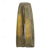 baratos calça casual-SoftFade™ Calças Masculinas Calças Casuais 100% Algodão Calças Largas Calças Lavadas em Ácido Com Corda Perna Larga Cor Sólida Conforto Comprimento Total Casual Diário Moda de Rua Fashion Retro