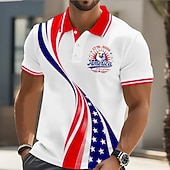 ieftine Patriotice 250 Polo-4 iulie 2026, a 250-a aniversare Bărbați Drapelul SUA american Tricouri polo Manșon scurt Tricouri de polo Rever Casual Îmbrăcăminte Atletică Nasturi Primavara vara Albastru piscină Alb Galben