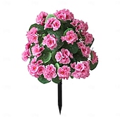  20 Inch Artificial Flower Stake Outdoor Decor Geraniums Multi-Color Garden Stakes for Yard & Lawn, No Fade Heavy Duty Plastic, All Season Decoration