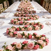 abordables Flores artificiales-Guirnalda de rosas artificiales dobles de primavera de 196,8 pulgadas (2 piezas), extralarga, de 196,8 pulgadas (50 cm). Ideal para arcos florales y arreglos para el Día de San Valentín, bodas,