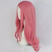 ieftine Peruci Anime-Păr lung și creț, roz pastel, aventurier oceanic, pentru petrecere de cosplay
