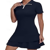 billiga Kvinnors klänning-Dam Grafisk Leopard Geometrisk Tennisklänning med shorts Sportklänning Golfpikéklänning Kortärmad Fjärdedels blixtlås Asymmetrisk Elastisk Svettavvisande Andningsfunktion Tennis Golf Badminton