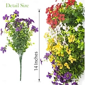 お買い得  造花-屋外の春の装飾用、人工造花8束。シルク製のカラフルな紫色のUV耐性リアルな造花で、屋外のポーチ、パティオ、庭、プランター、鉢、窓辺のプランターに最適です（ミックス）。