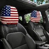 abordables 250º Aniversario-2 fundas para reposacabezas de coche con diseño de bandera estadounidense, con estampado de estrellas y rayas rojas, blancas y azules, ajuste universal, fácil de limpiar, suave y cómoda, ideal para